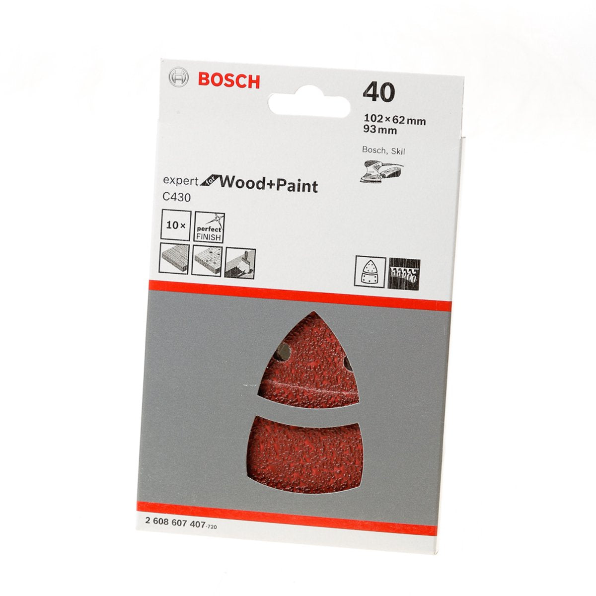 Bosch - 10-delt slibepladesæt 102 x 62, 93 mm, 40