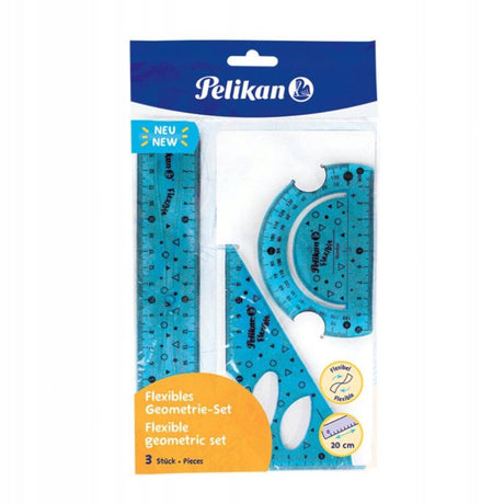 Pelikan geometrisæt blå 700917: lineal, gradskala, tegningsfirkant