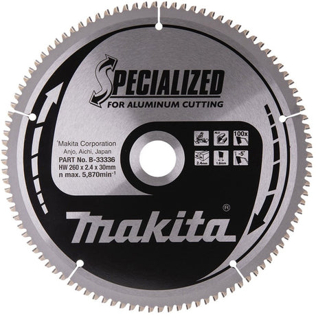 Makita tilbehør crosscut savklinge aluminium specialiseret 260x30x2,4 100t -5g