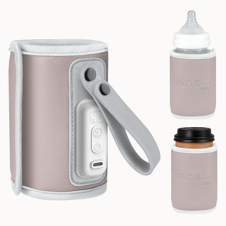 Lionelo thermup go – bærbar flaskevarmer – USB-C strømforsyning – 5 temperaturindstillinger (38–50°C) – til sutteflasker op til 70 mm – termostat mod overophedning – kompakt letvægts (100 g) – BPA-fri – inklusive USB-C kabel