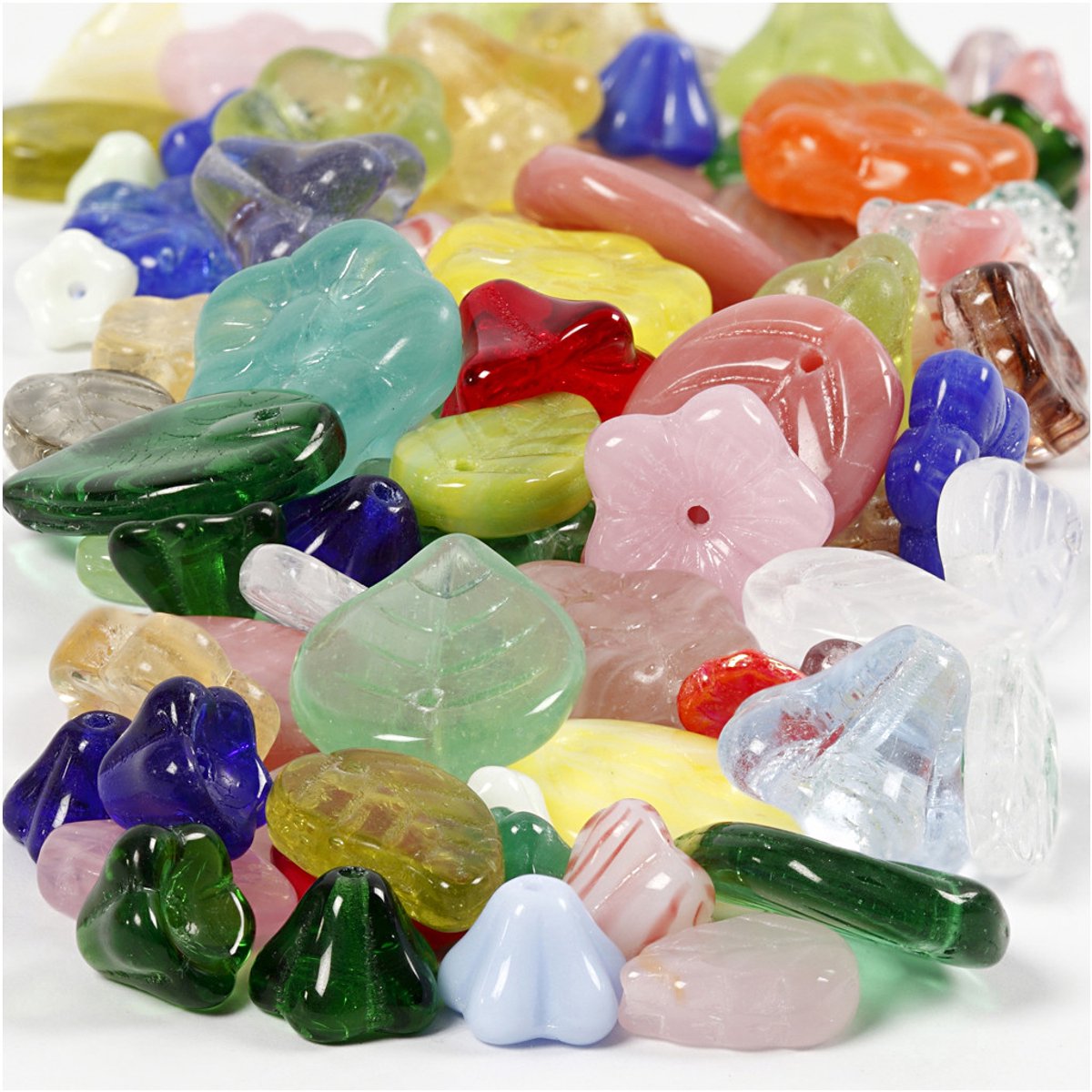 Creativ Company Glass perler Diverse blade og blomster, 60 gram