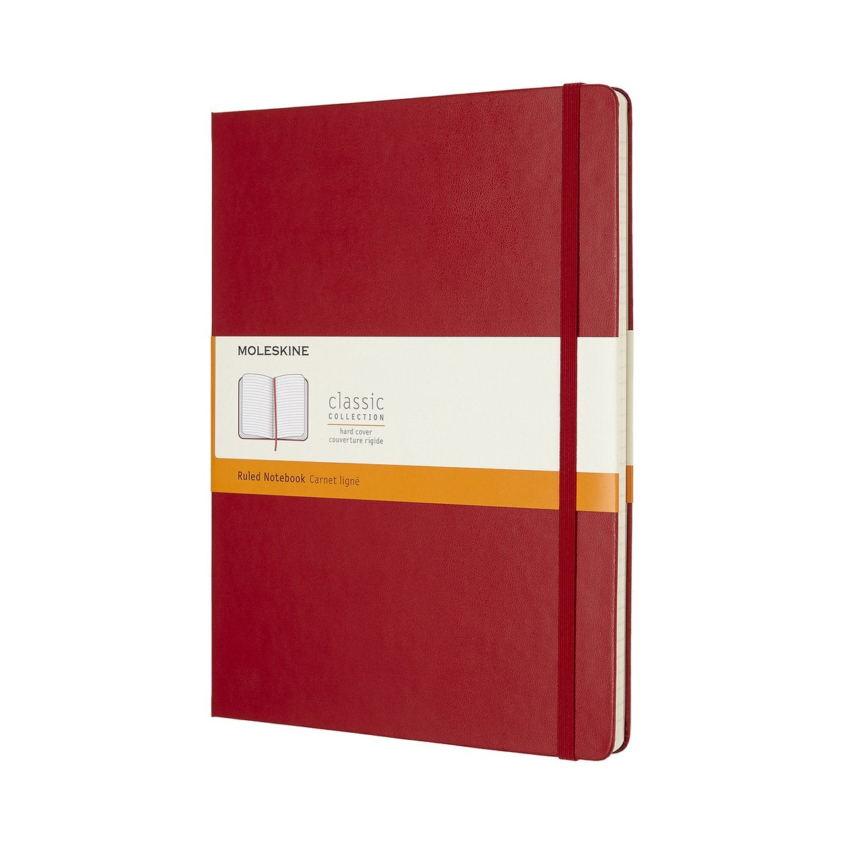 Moleskine klassisk notesbog - ekstra stor - hardcover - foret - rød