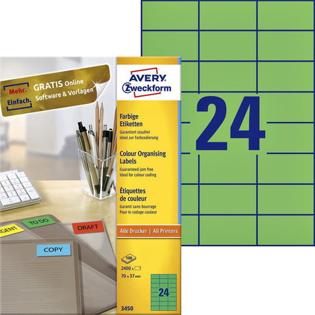Universaletiketter avery 3450 70x37mm grøn