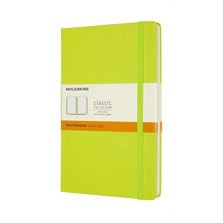Moleskine klassisk notesbog - stor - hardcover - foret - citrongrøn