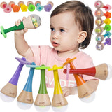 Klassisk verdensrangle 2 i 1 træ regnbue maracas instrument 1 stk. - uni