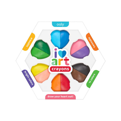 Ooly – i heart art - slette farveblyanter - 6 hjerter i 12 forskellige farver