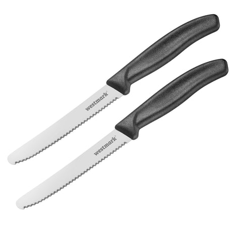 Westmark morgenmadsknive til daglige skiver - 2 praktiske knive, dobbelt savtakket kant, ideel til brød, tomatsandwich, tåler opvaskemaskine - rustfrit stål, 13482270