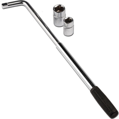Dunlop wielmoersleutel - wielsleutel telescopisch 34-55cm - met 2 dubbele doppen 17 19mm-21 23mm - staal - zilver zwart