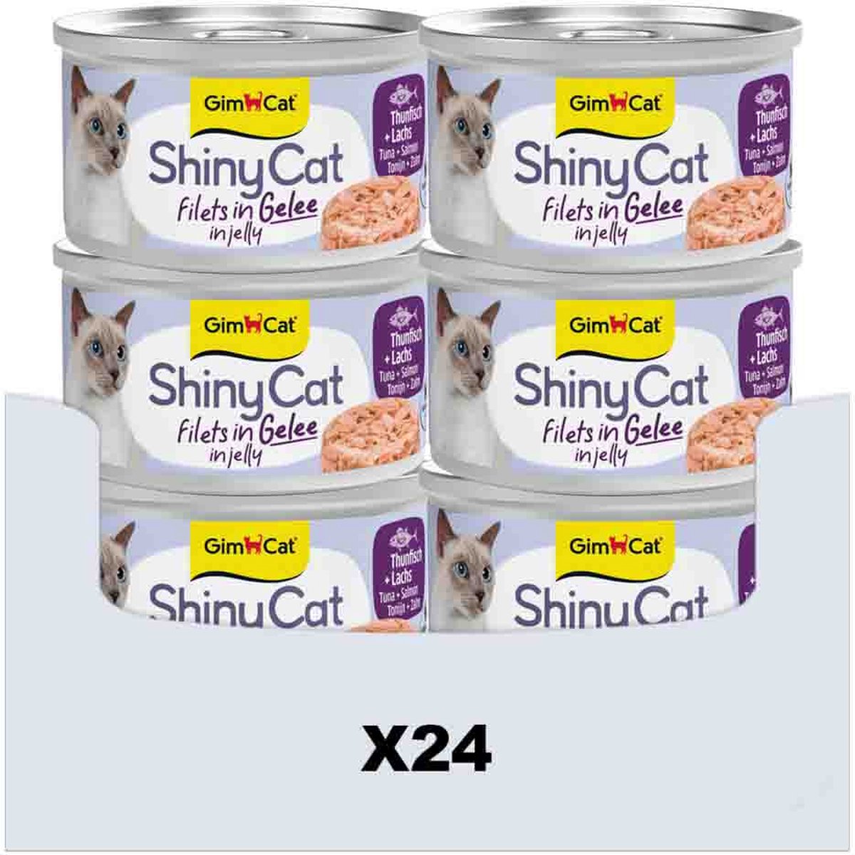 Gimcat 24 x 70 g - shinycat fileter i gelé tun + laks