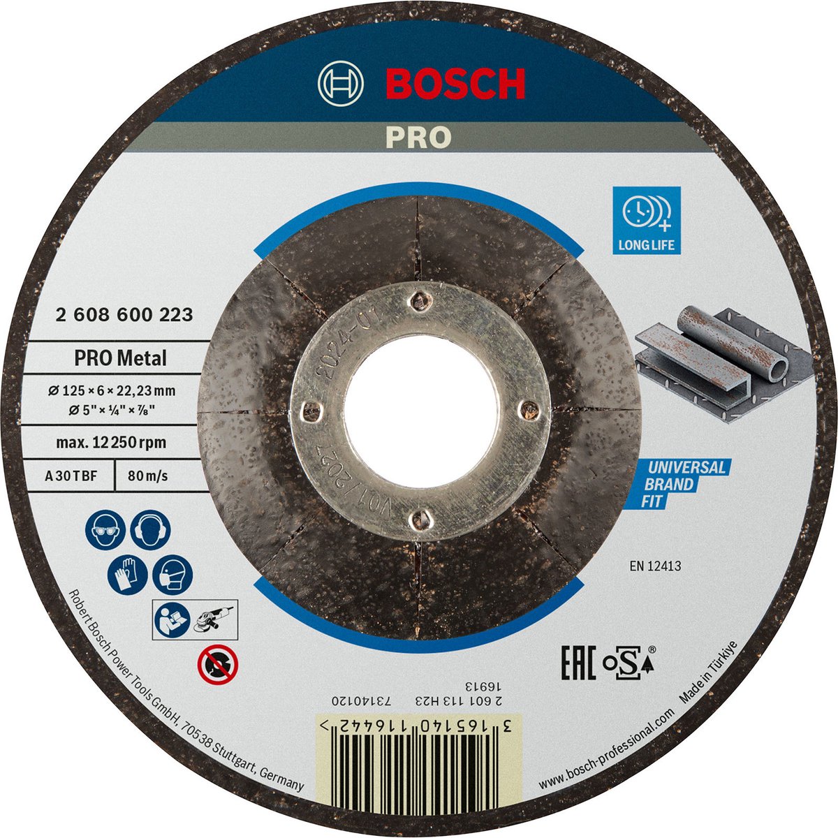Bosch - buet slibeskive ekspert til metal a 30 t bf, 125 mm, 22,23 mm, 6,0 mm