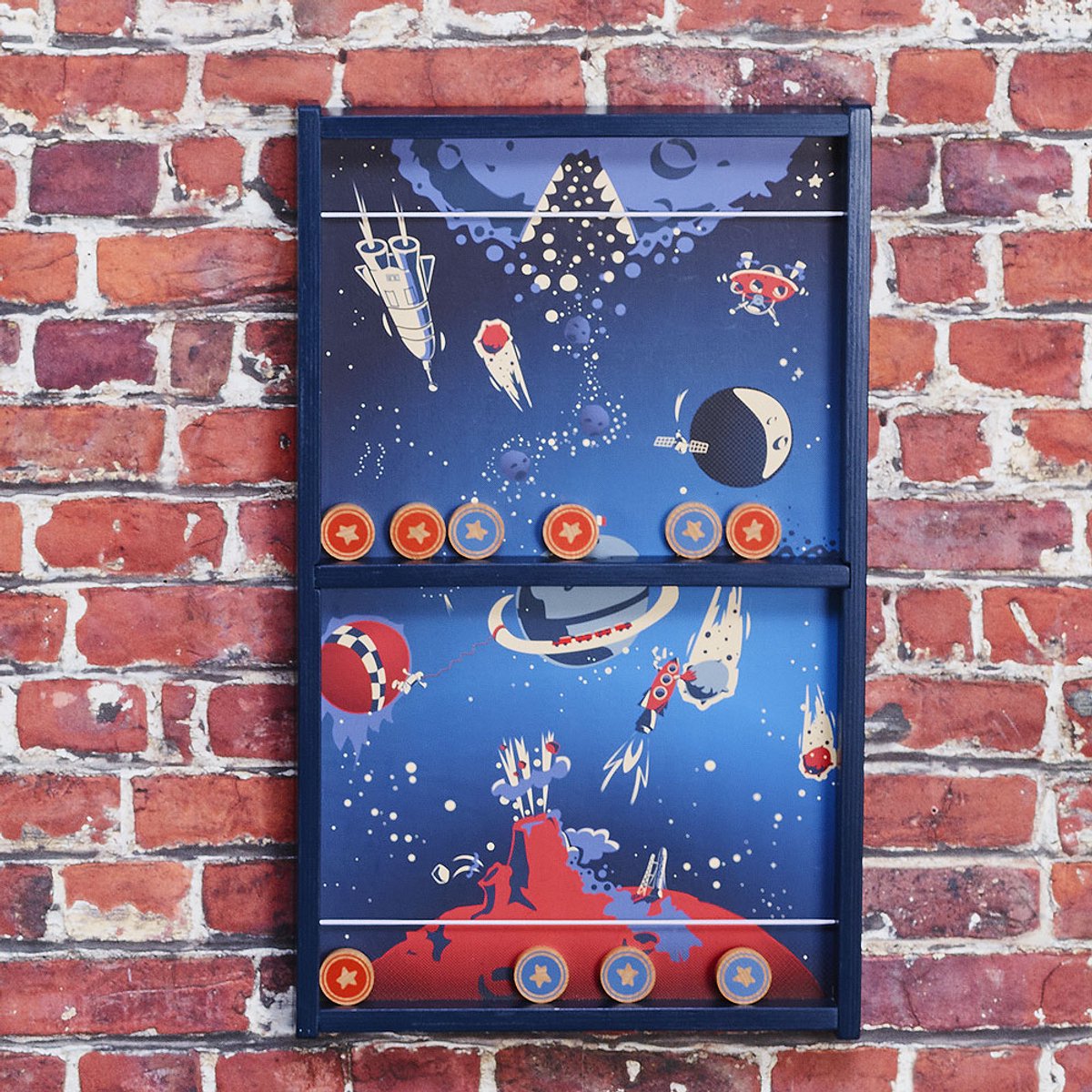 Vilac træ shuffleboard plads tema pædagogisk børnespil.