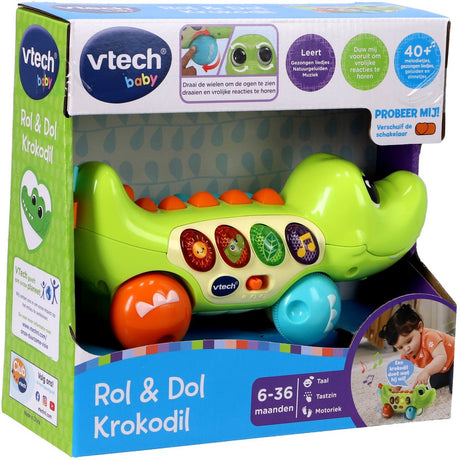 Vtech baby dyrevenner krokodille - pædagogisk babylegetøj - aktivitetsrulle med lys og lydeffekter - gave - fra 6 måneder