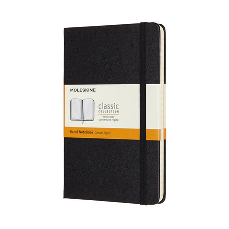 Moleskine klassisk notesbog - medium - hardcover - foret - sort
