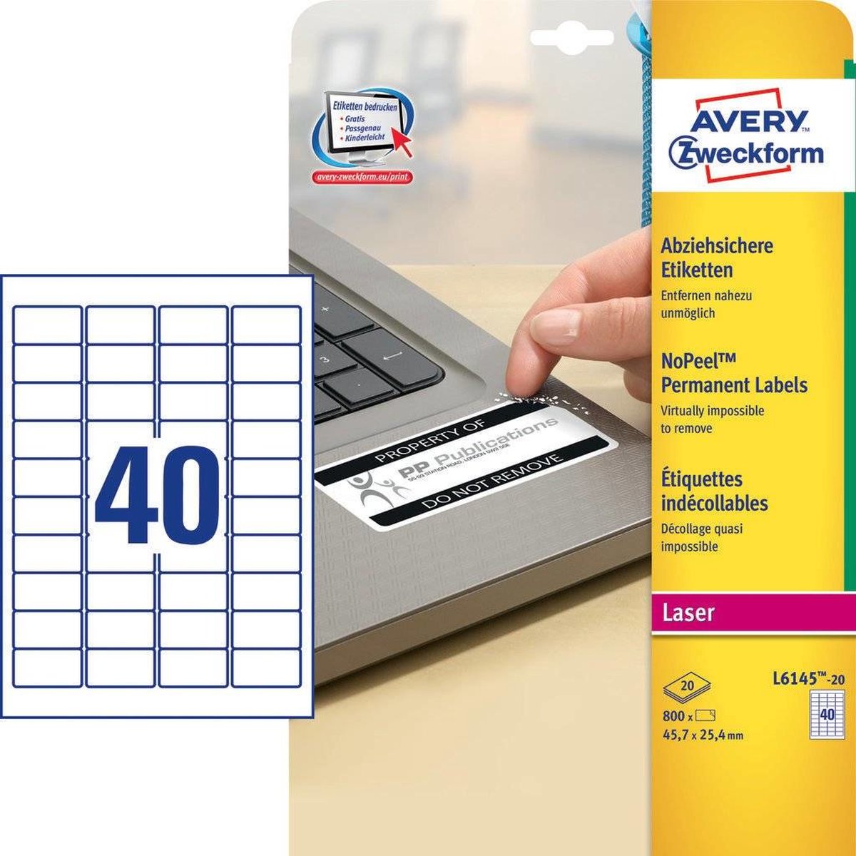 Avery l6145-20 printeretiket
