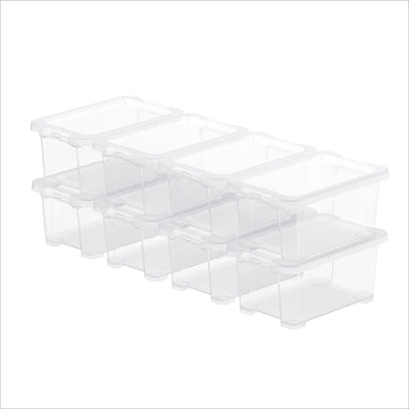 Rotho core basis opbevaringsboks - sæt med 8 - stabelbar - 4 ltr