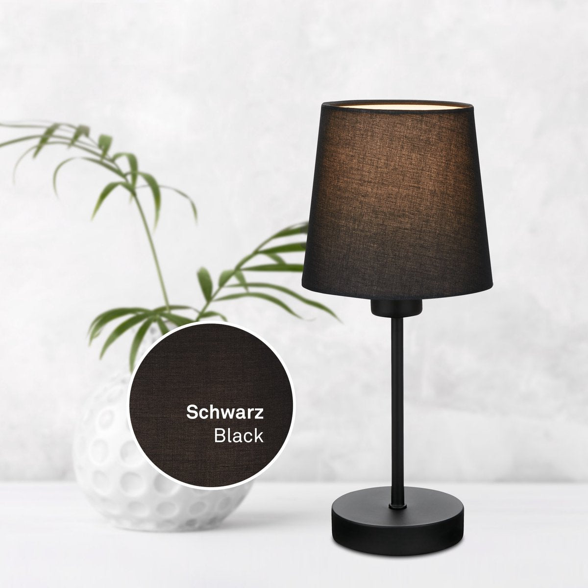 Briloner - bordlampe - sengelampe med stofskærm - ekskl. e14 - ø14cm - sort