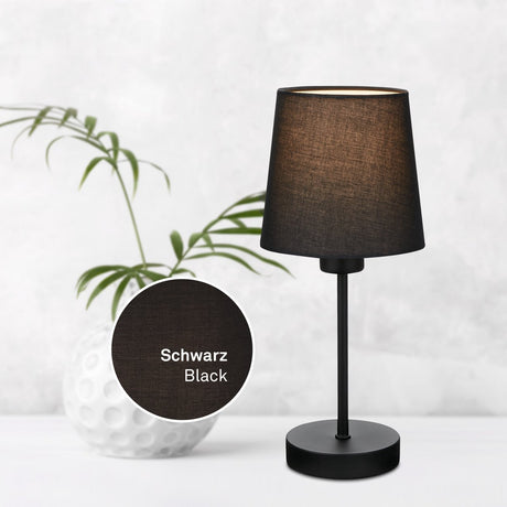 Briloner - bordlampe - sengelampe med stofskærm - ekskl. e14 - ø14cm - sort