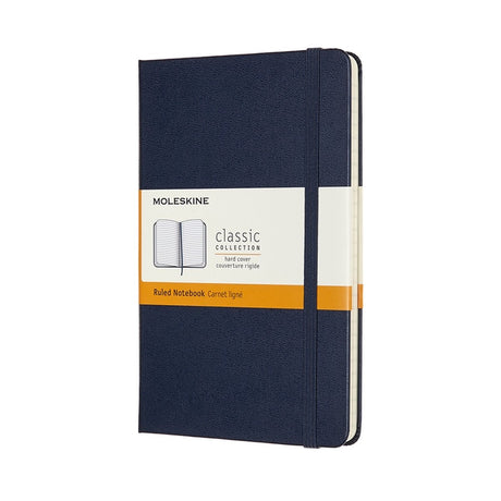 Moleskine klassisk notesbog - medium - hardcover - linet - safirblå