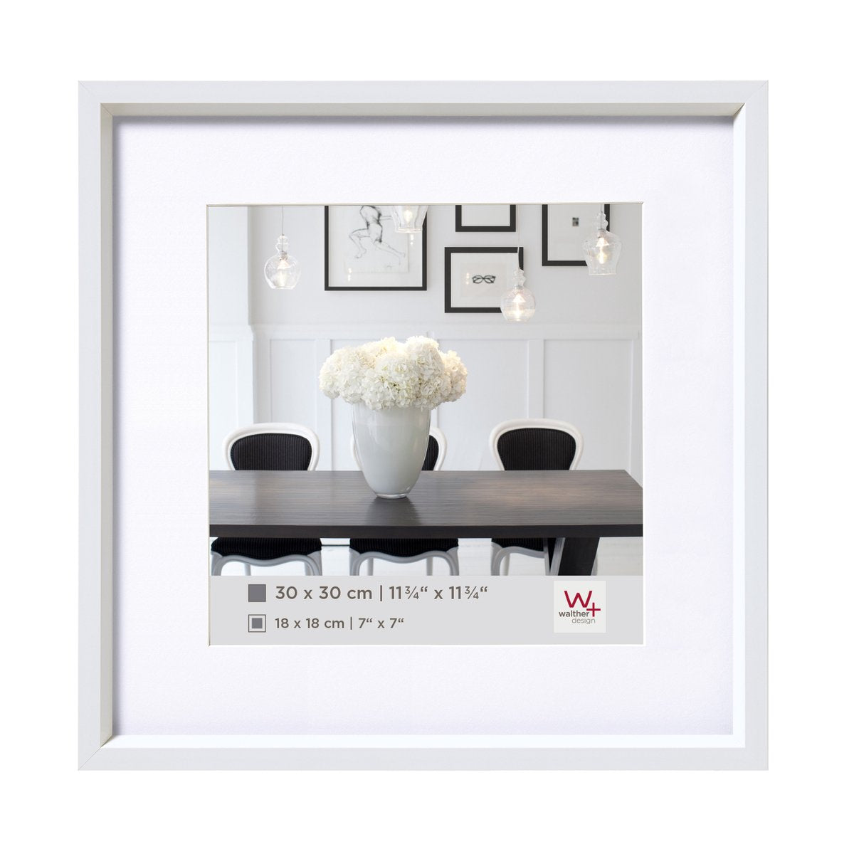 Walther stål stil - plastramme - fotostørrelse 20x20 cm - hvid