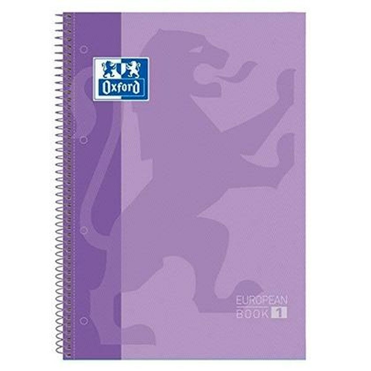 Oxford school europeanbook - notesbog - farvet kant - a4+ - diamant 5mm - 80 ark - 4 huller - hardcover - pastel lilla