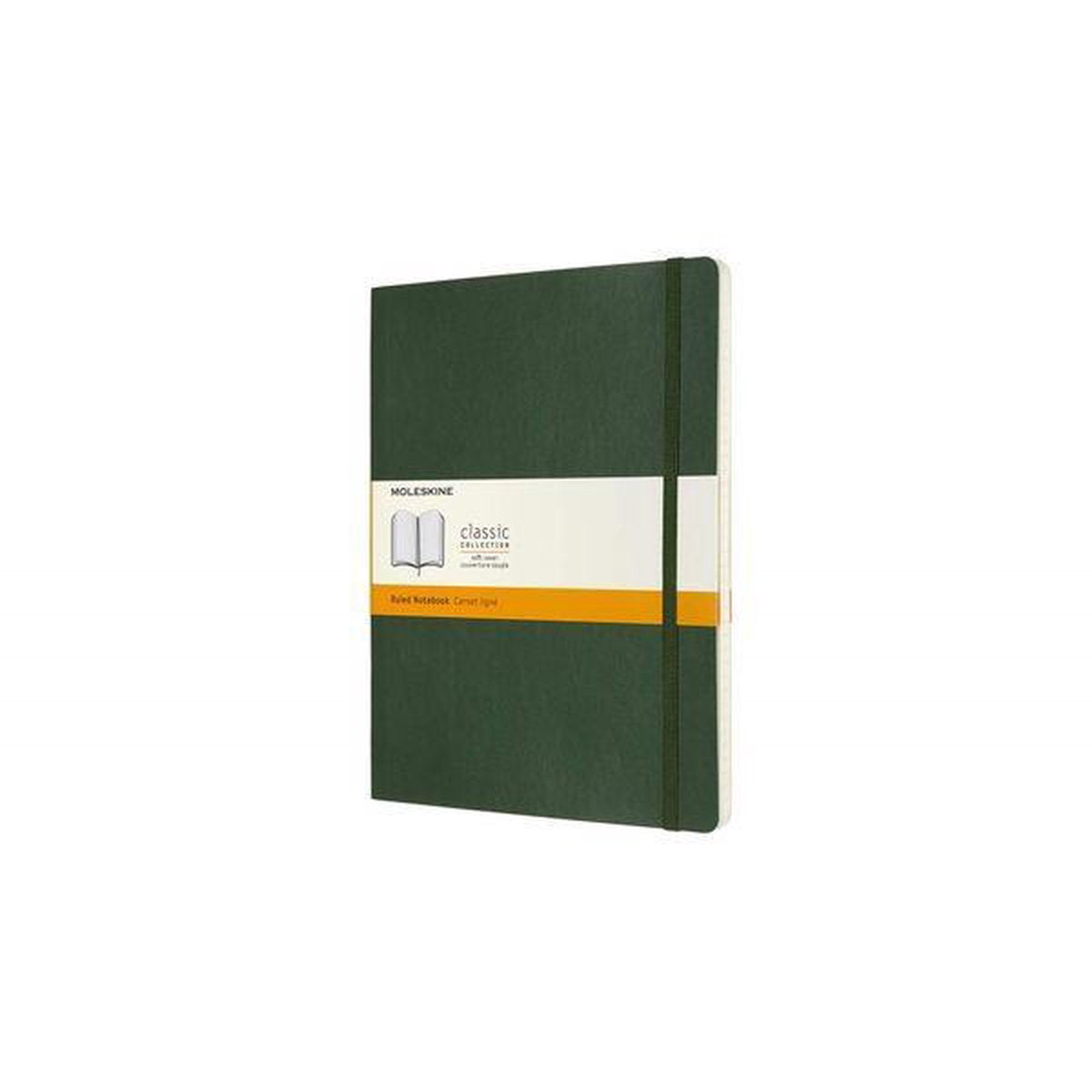 Moleskine klassisk notesbog - ekstra stor - softcover - foret - myrtegrøn