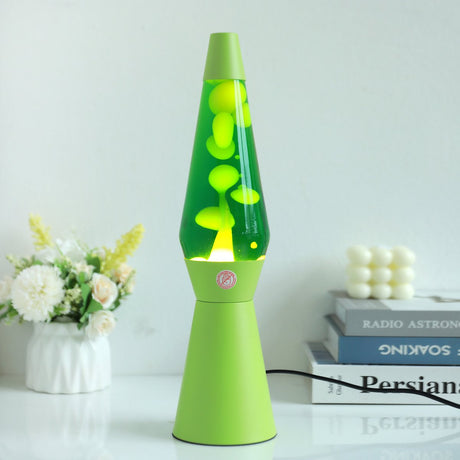 I-total lavalampe - lavalampe - humørlampe - 40x11 cm - glasaluminium - 30w - grøn med gul lava - grøn base - xl2938