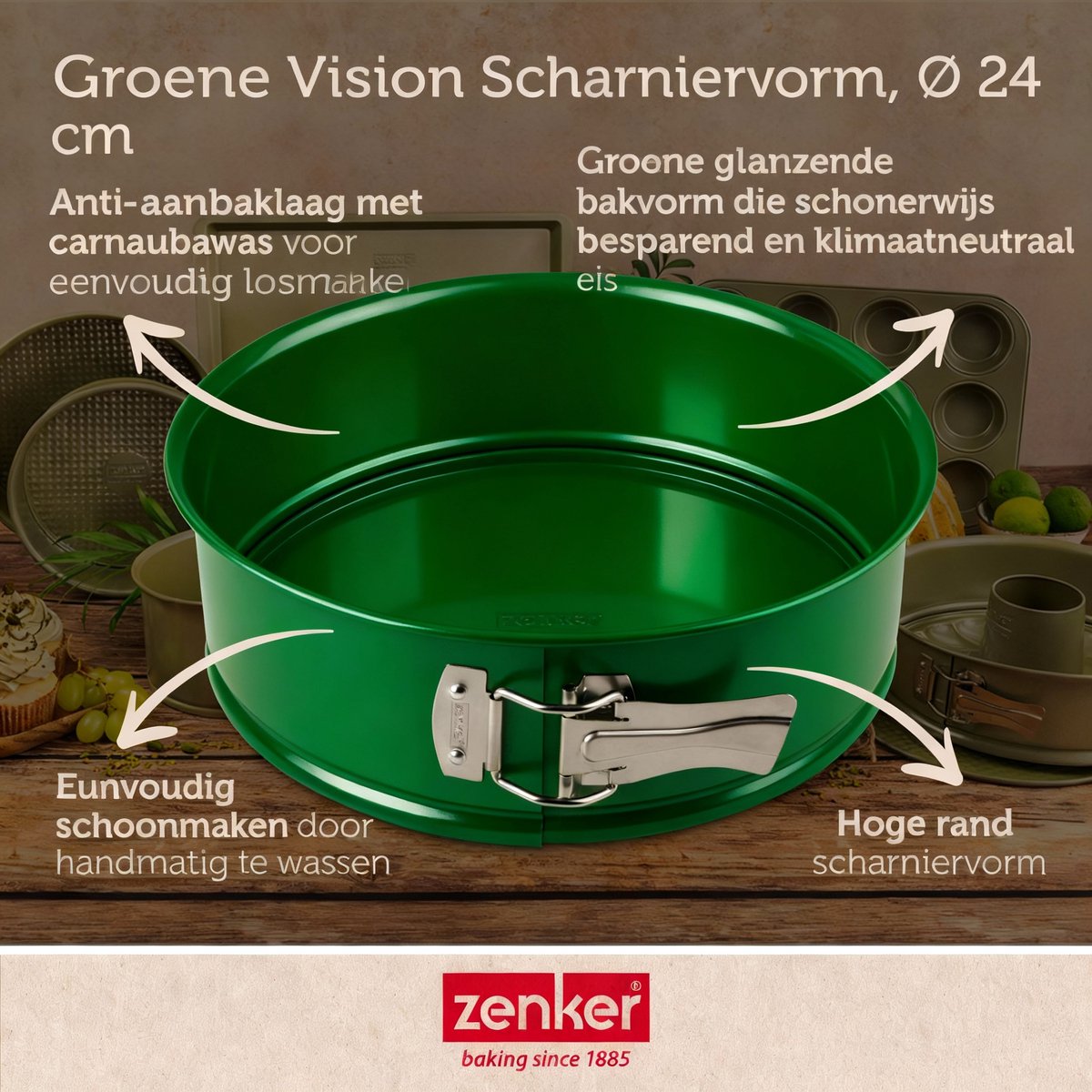 Zenker springform med hængsel 24 cm grøn vision