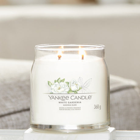Yankee lys - hvid gardenia medium duftlys - 50 brændende timer - 2 væge