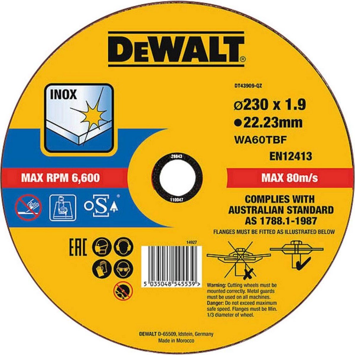Dewalt dt43909 skæreskive rustfrit stål 230mm