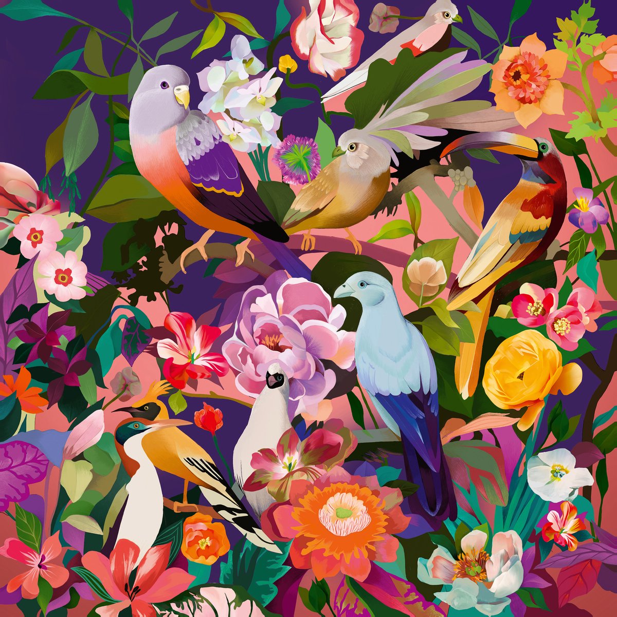 Ravensburger puslespil kunst sjælfugle 750 stykker blomster.