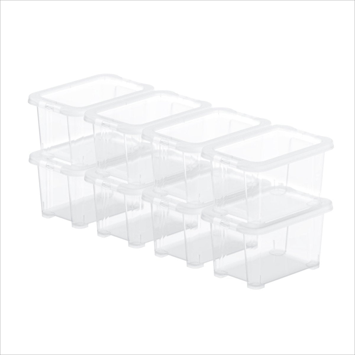 Rotho core basis opbevaringsbokse - sæt med 8 - stabelbare - 1,2 ltr