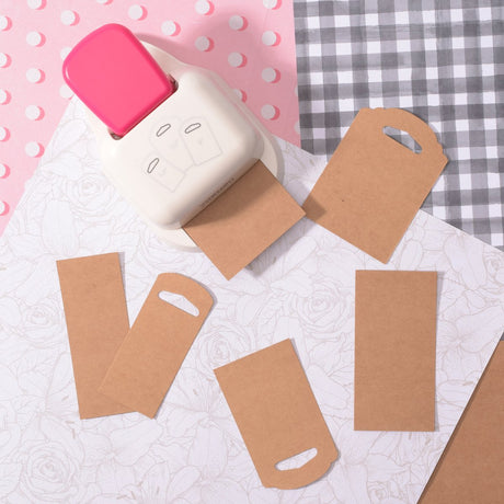 Vaessen creative pons - 3 in 1 label pons - 3,8 - 5 - 6,4 cm - hangtags - roze ivoor