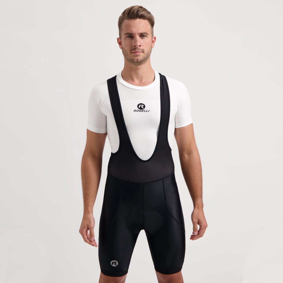 Rogelli core korte fietsbroek heren met zeem en bretels - bibshort - zwart - maat xs