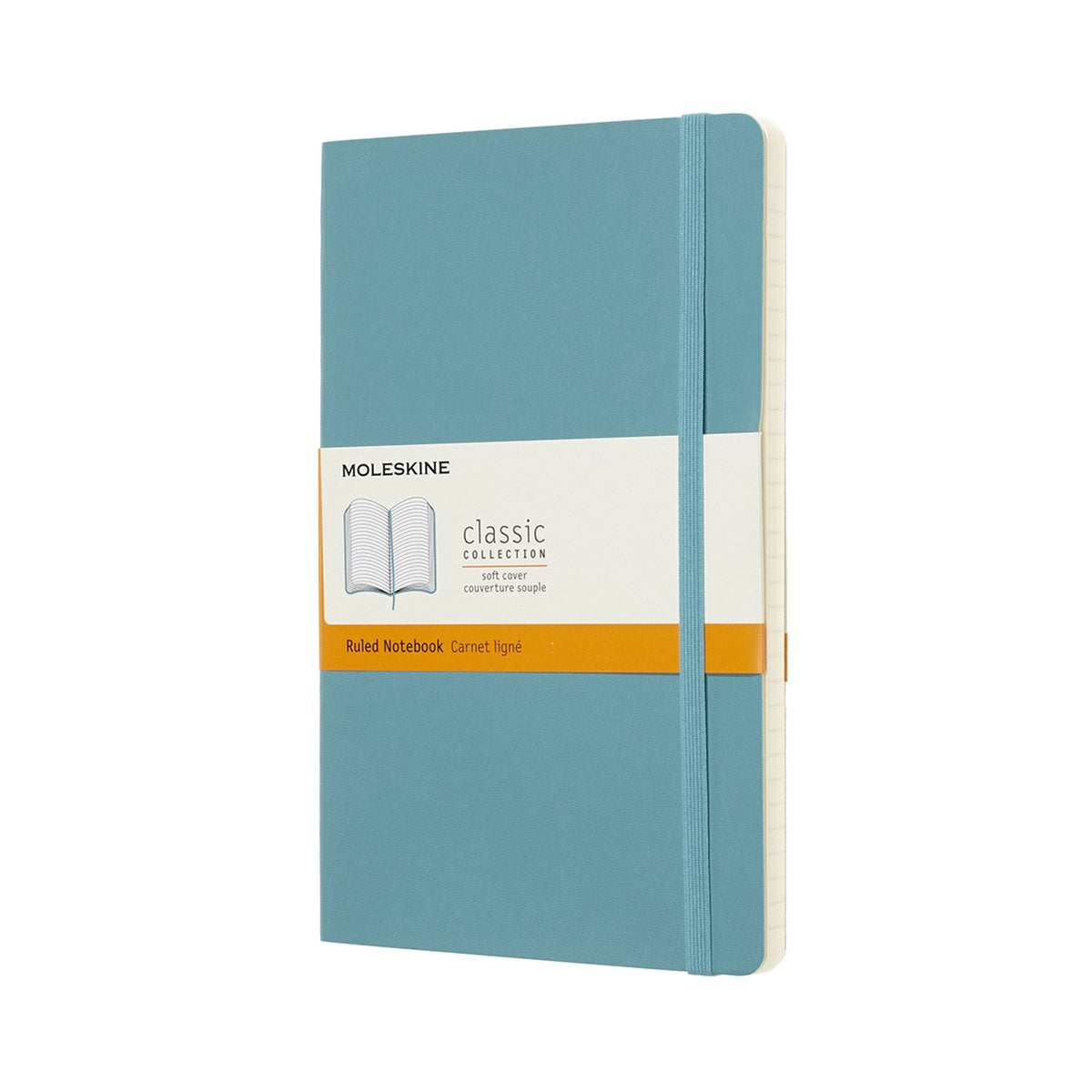 Moleskine klassisk notesbog - stor - blødt omslag - linet - rev blå