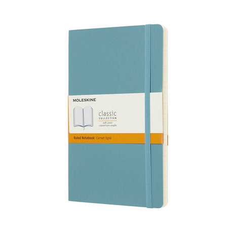 Moleskine klassisk notesbog - stor - blødt omslag - linet - rev blå