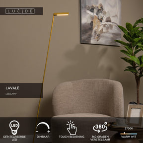 Lucide lavale - læselampe - LED dæmpbar - 1x3w 2700k - okkergul