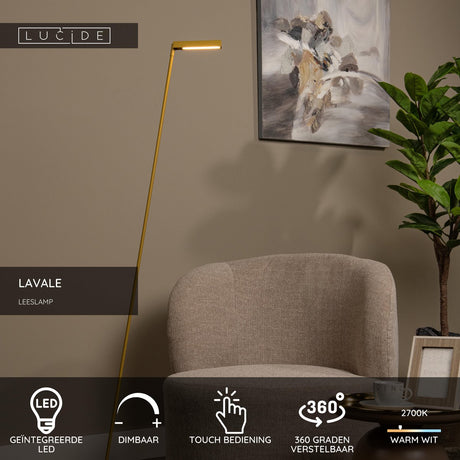 Lucide lavale - læselampe - LED dæmpbar - 1x3w 2700k - okkergul