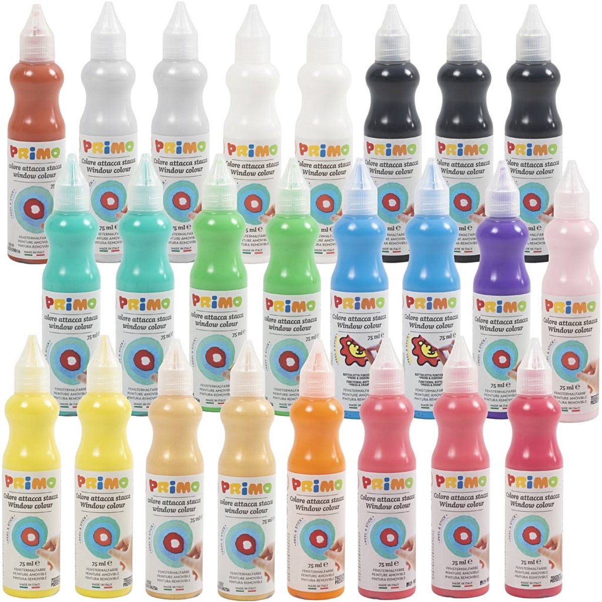 Primo vinduesmaling - maling til vinduer - forskellige farver - 24x75ml