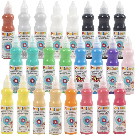 Primo vinduesmaling - maling til vinduer - forskellige farver - 24x75ml