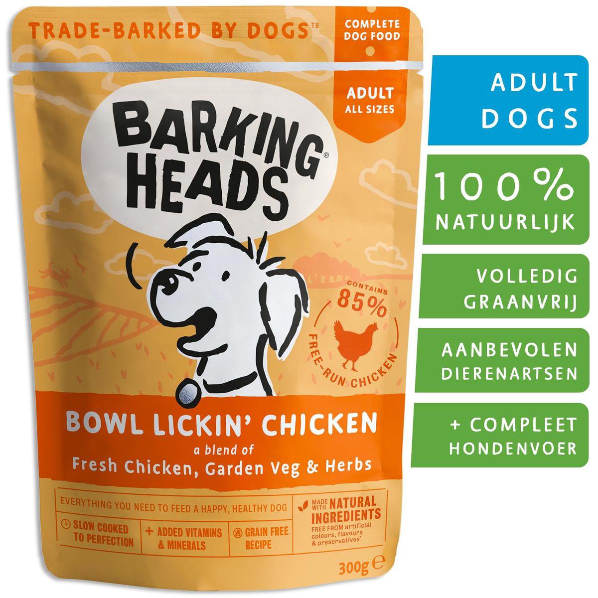 Barking heads bowl lickin' chicken - hundefoder - vådfoder - økologisk - 10 x 300gr