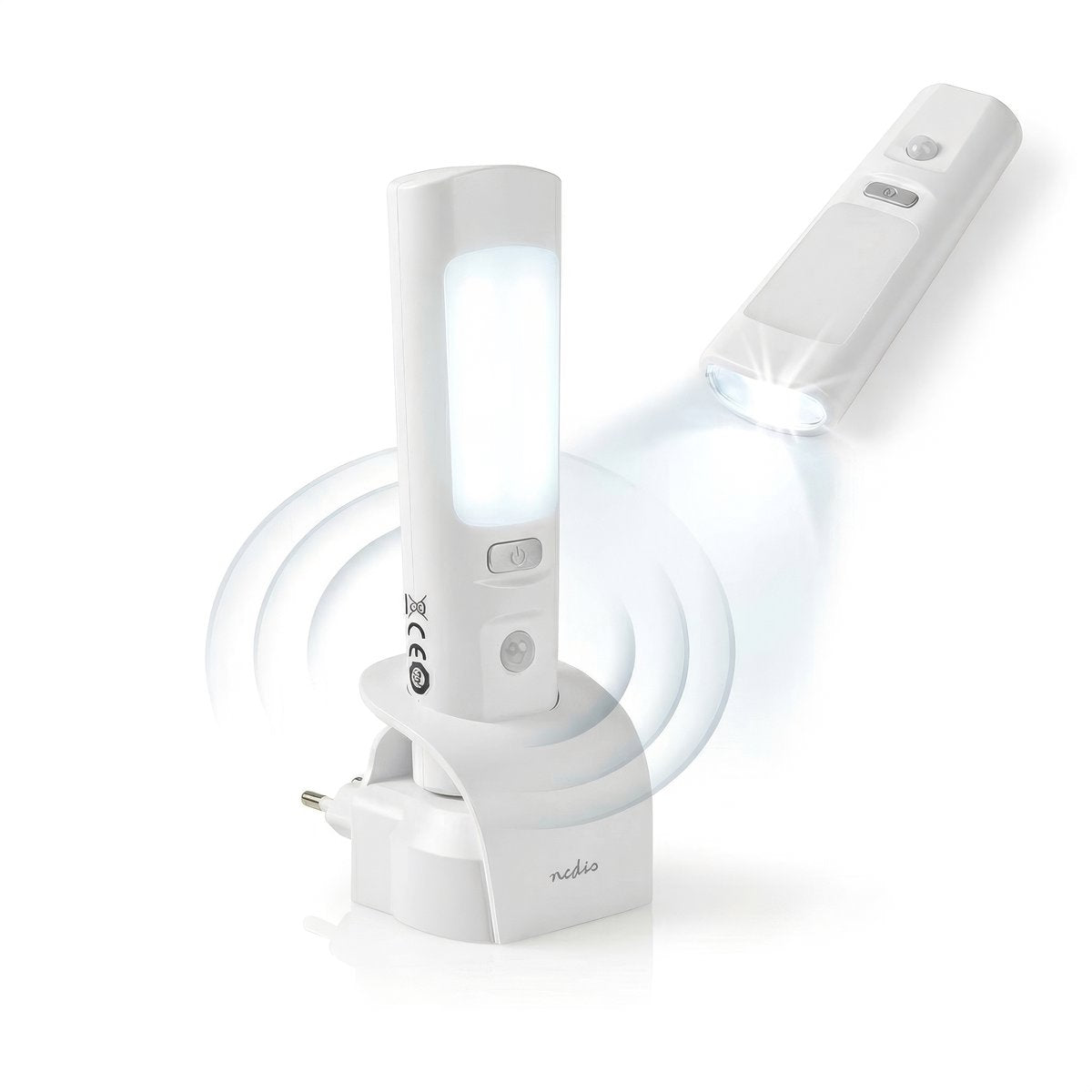 Nedis LED-orienteringslys og lommelygte - natlampe - genopladelig - bevægelsessensor - 37 lm - 3 m rækkevidde