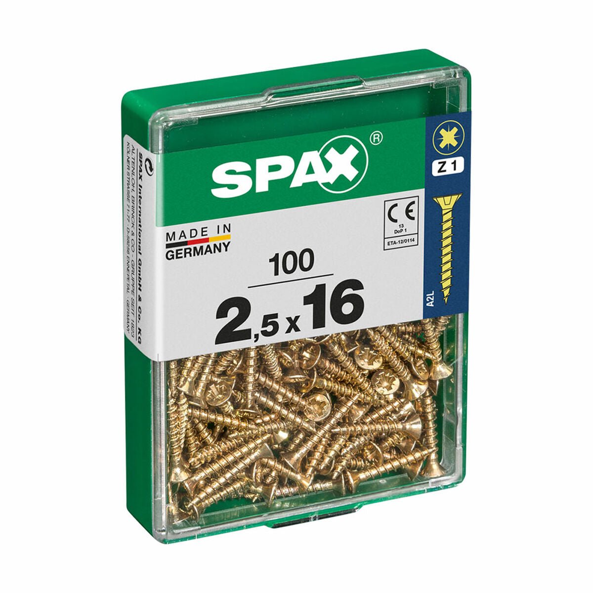 Spax skruedåse træskrue flad skruehoved (2,5 x 16 mm)