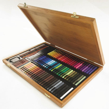 Conté à paris 50174 bambus kunst sæt 84 firkanter + tilbehør | pastel tegnesæt i bambus etui