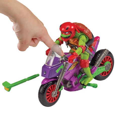 Teenage mutant ninja turtles - køretøj med figur - lilla dragecyklus w raphael