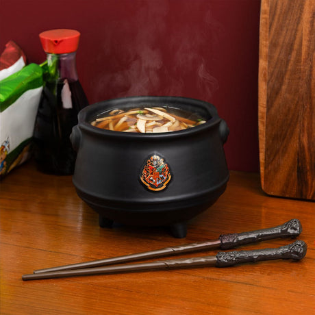 Paladone Harry Potter Kedel Ramen Sæt - Officielt licenseret keramisk skål med tryllestav - Spisepinde -