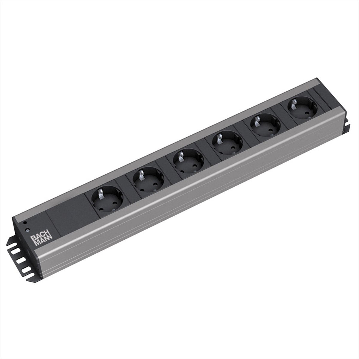 Bachmann strømskinne 6x jordet kontakt, 19-tommer rack-kompatibel, 2 m