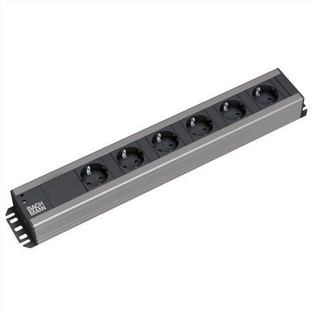 Bachmann strømskinne 6x jordet kontakt, 19-tommer rack-kompatibel, 2 m