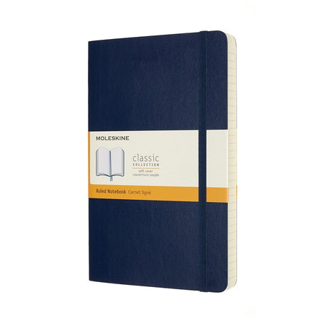 Moleskine klassisk notesbog - udvidet - stor - softcover - linet - safirblå