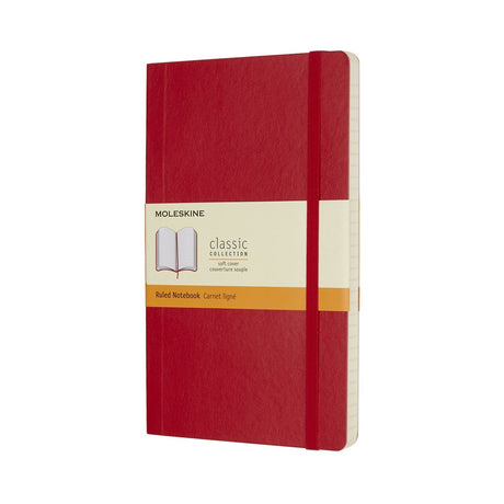 Moleskine klassisk notesbog - stor - softcover - foret - rød