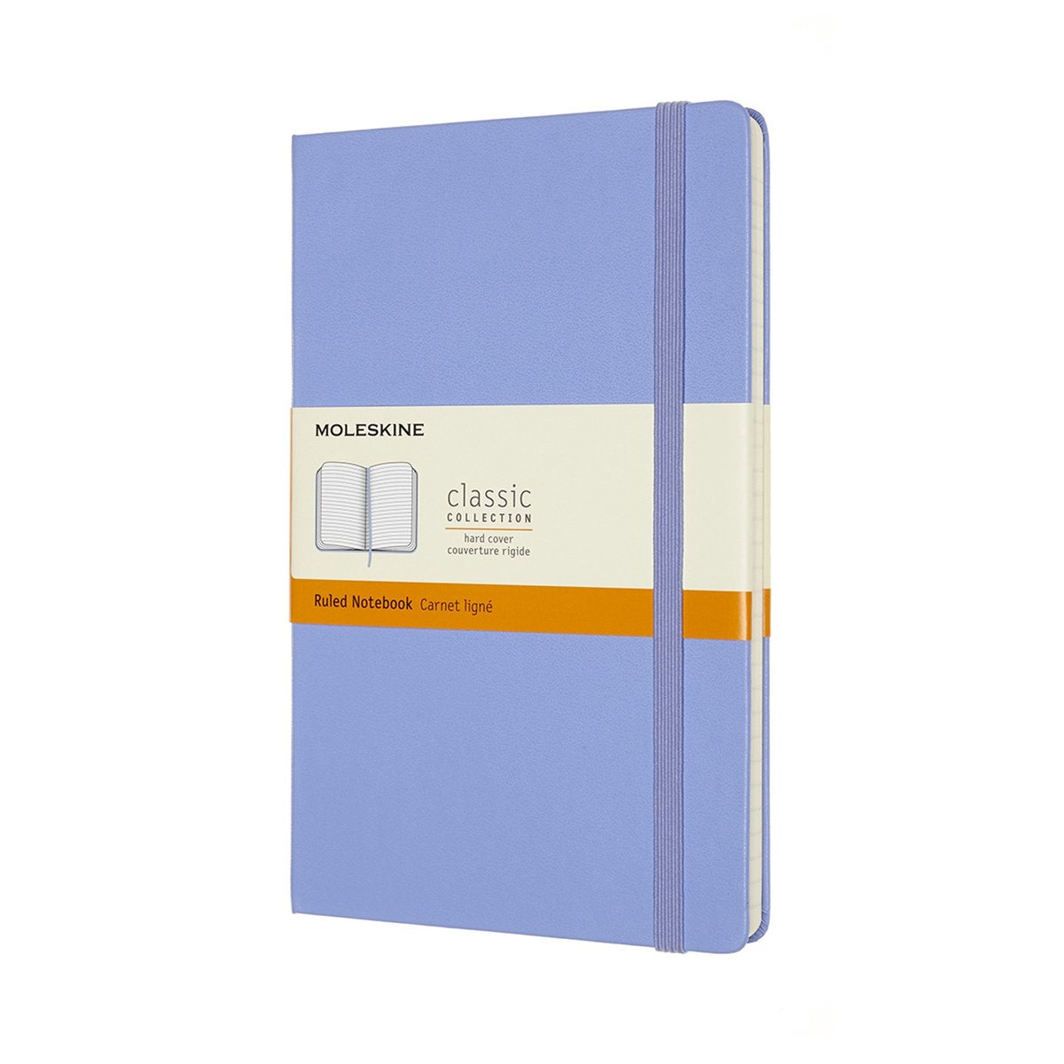 Moleskine klassisk notesbog - stor - hardcover - foret - hortensiablå